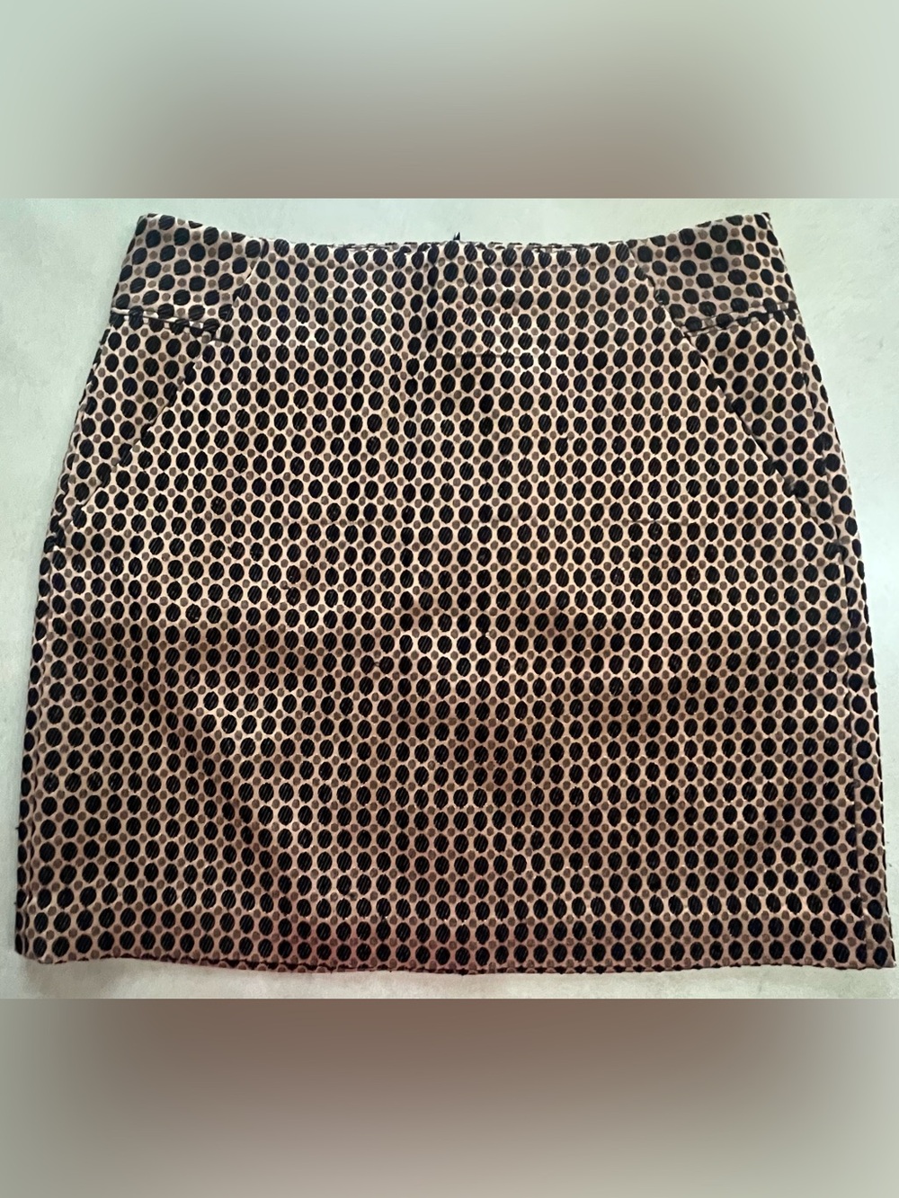 LOFT Copper Mini Skirt with Black Polka Dot Pattern Size 8